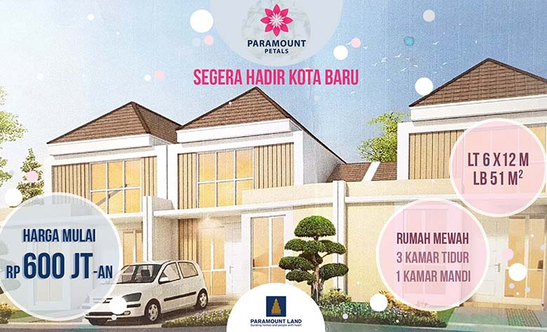 Paramount Petals Curug Tangerang Dijual rumah mewah 2 lantai lokasi strategis.