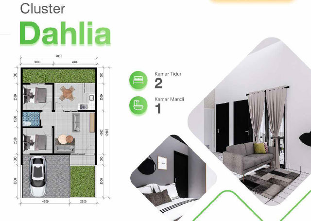 Denah Rumah Cluster Dahlia Perumahan Serpong Green Paradise Parung Panjang