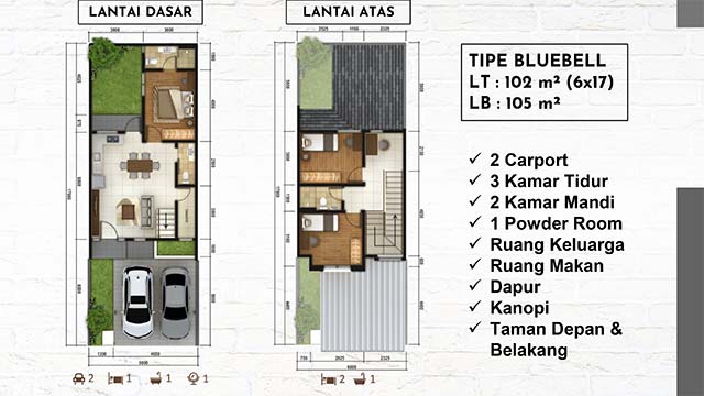 Layout rumah tipe Bluebell