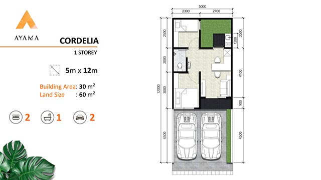Layout rumah Type Cordelia 1 Lantai