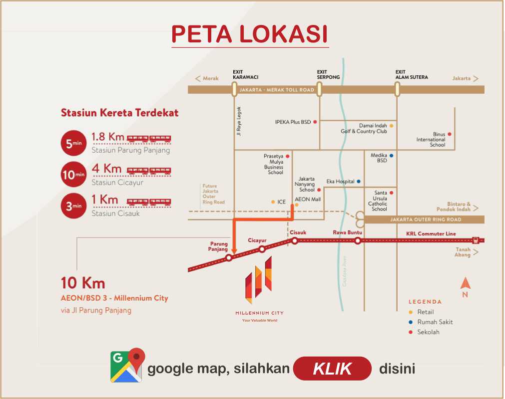 peta lokasi alton house millenniun city parung panjang