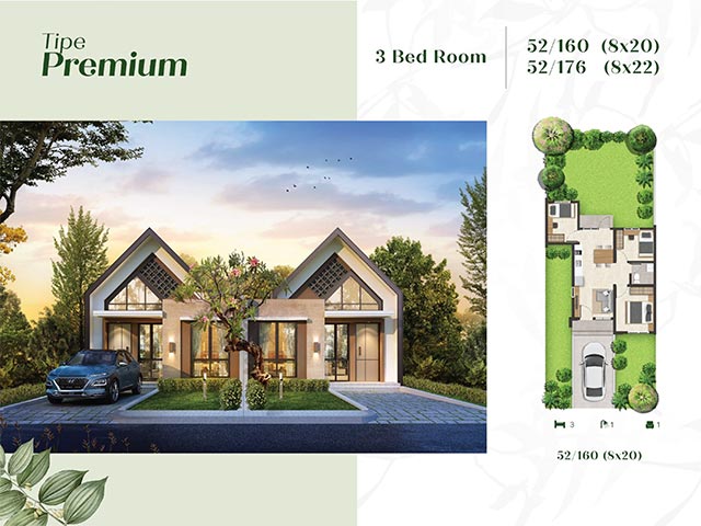 Type Premium 52, 3 Kamar Tidur Kota Podomoro Tenjo
