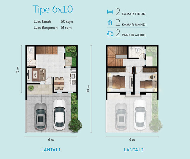 layout denah rumah 6x10 alton house millenniun city