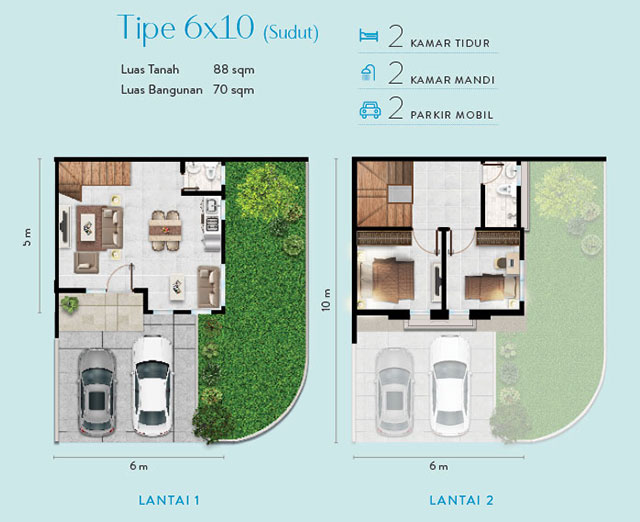 layout denah rumah 6x10 alton house millenniun city