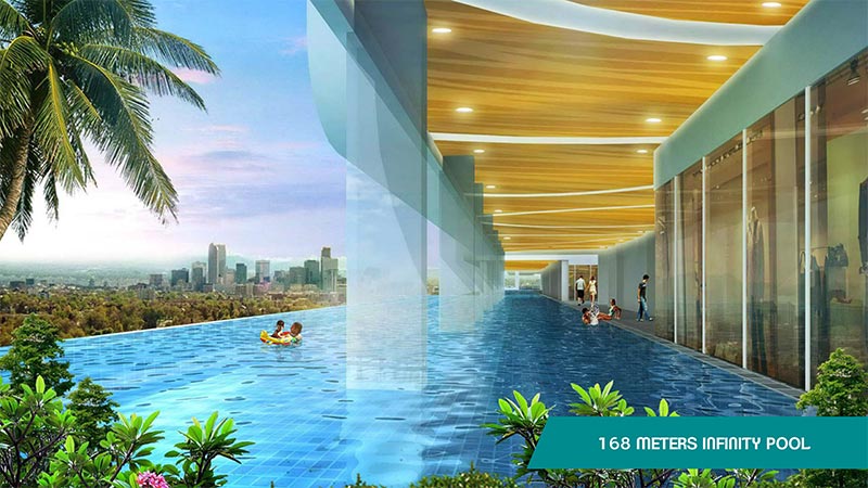 Fasilitas kolam renang infinity pool seluas 168m B Residence BSD