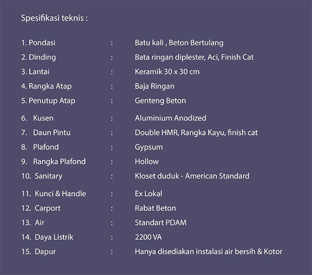 Spesifikasi teknis bangunan Amara Village Parung Panjang